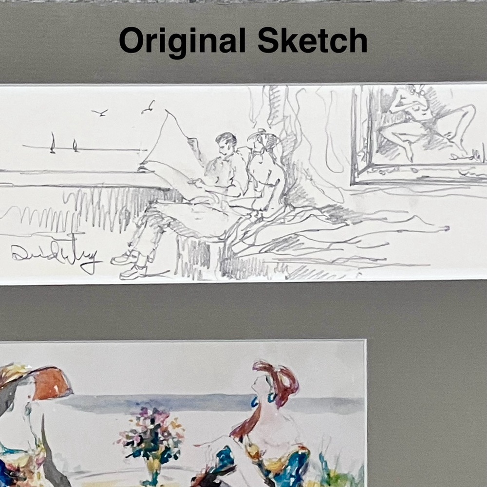 DAVID P.H. WONG Original Sketch & 3 SIGNED PHOTOS / Matted To 10.5 x 28 Inches